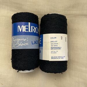 2 Melrose Designers Choice Lacella Yarn Rayon Black 300 Yards Vintage